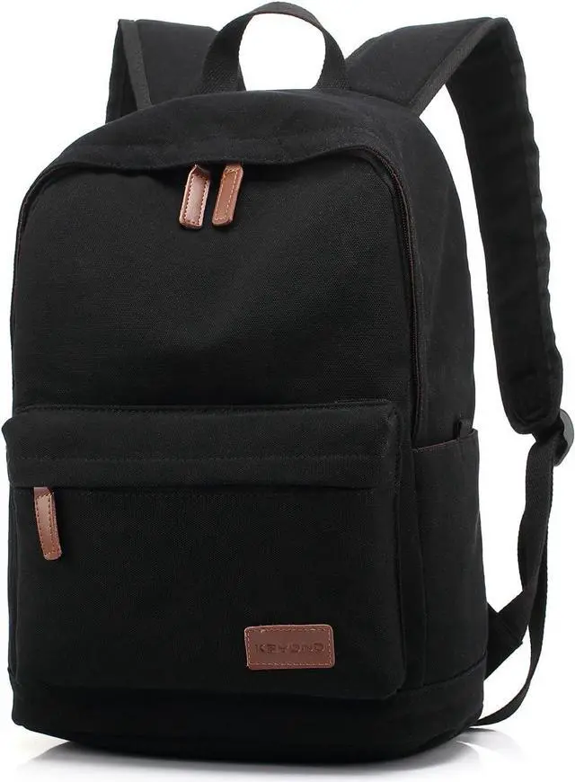 Alt view image 2 of 7 - Casual Style Lightweight canvas Laptop Bag/Durable Travel backpacks/Rucksack for Men&Women/Fashion Backpack Fits 15 inch Notebook (Black)