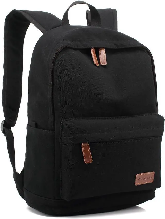 Alt view image 3 of 7 - Casual Style Lightweight canvas Laptop Bag/Durable Travel backpacks/Rucksack for Men&Women/Fashion Backpack Fits 15 inch Notebook (Black)