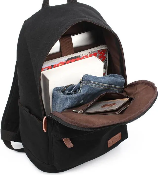 Alt view image 6 of 7 - Casual Style Lightweight canvas Laptop Bag/Durable Travel backpacks/Rucksack for Men&Women/Fashion Backpack Fits 15 inch Notebook (Black)