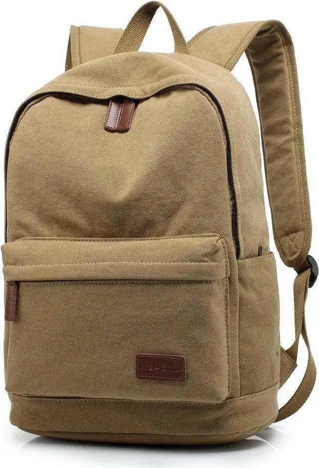 Alt view image 2 of 7 - Casual Style Lightweight canvas Laptop Bag/Durable Travel backpacks/Rucksack for Men&Women/Fashion Backpack Fits 15 inch Notebook (Khaki)