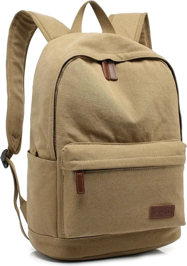 Alt view image 3 of 7 - Casual Style Lightweight canvas Laptop Bag/Durable Travel backpacks/Rucksack for Men&Women/Fashion Backpack Fits 15 inch Notebook (Khaki)