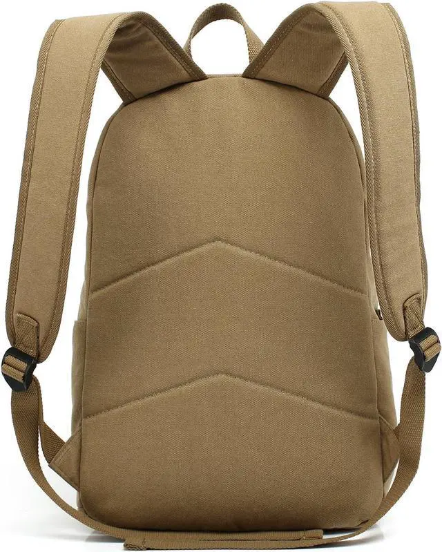 Alt view image 4 of 7 - Casual Style Lightweight canvas Laptop Bag/Durable Travel backpacks/Rucksack for Men&Women/Fashion Backpack Fits 15 inch Notebook (Khaki)