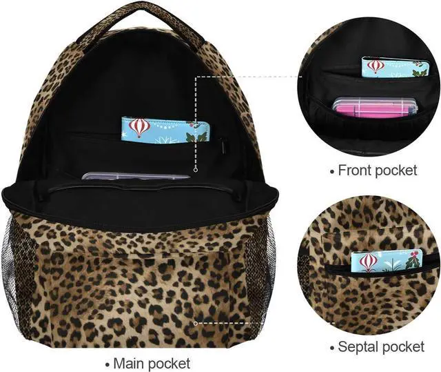 Alt view image 5 of 6 - Leopard print Vintage Boys Girls School Computer Backpacks Book Bag Travel Hiking Camping Daypack