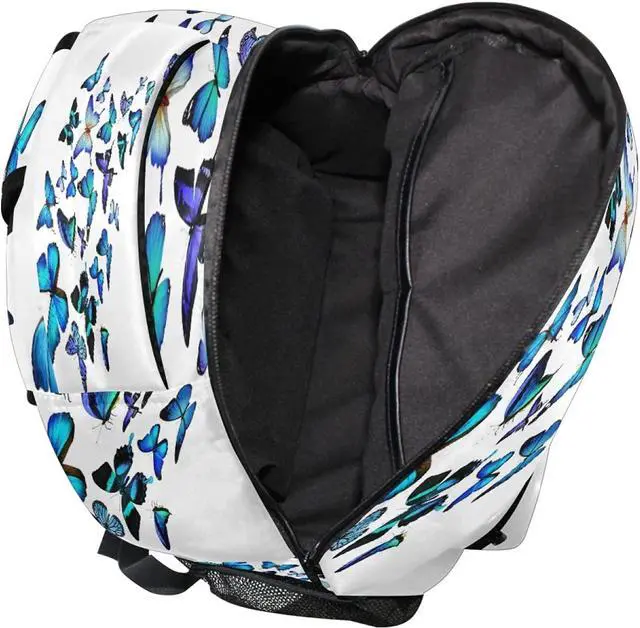 Alt view image 6 of 7 - Blue Butterfly Backpack Butterflies Student School Bag Bookbag 14 inch Laptop Backpacks Travel Daypack Shoulder Bag