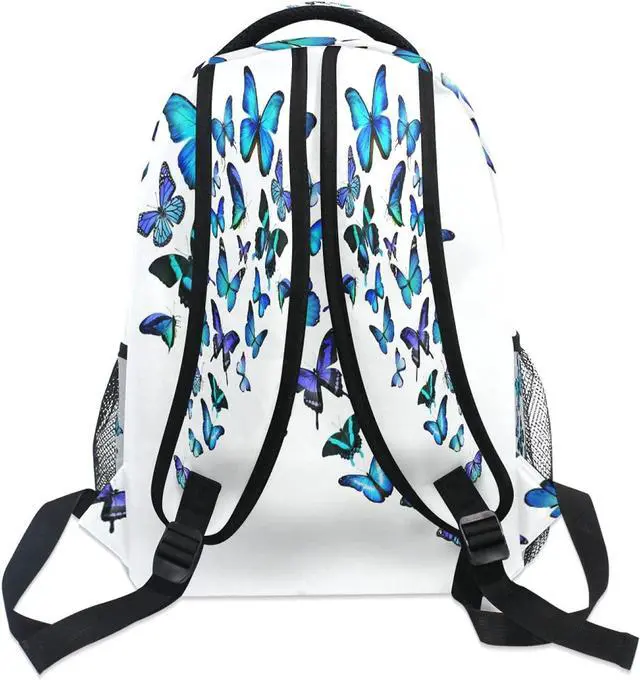 Alt view image 5 of 7 - Blue Butterfly Backpack Butterflies Student School Bag Bookbag 14 inch Laptop Backpacks Travel Daypack Shoulder Bag