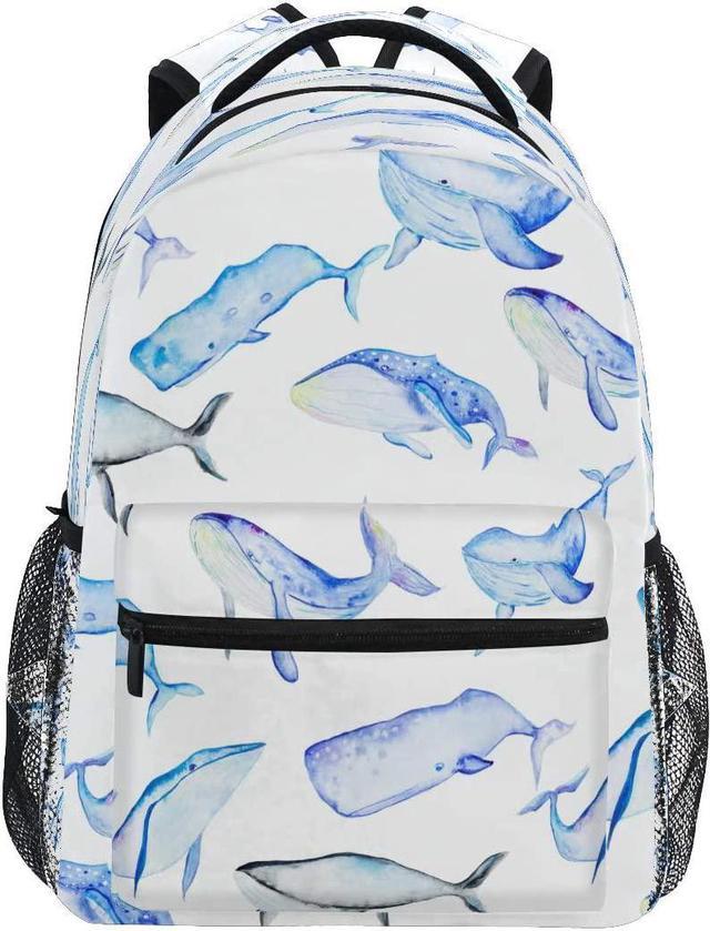 Blue Watercolor Backpack Travel Bag Laptop Bag School Bag Bookbag Hiking Camping Rucksack