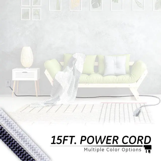 Alt view image 3 of 6 - GE Pro 3-Outlet Power Strip with Surge Protection, 15 Ft Designer Braided Extension Cord, Grounded, Flat Plug, 250 Joules, Warranty, UL Listed, White/Gray, 40530