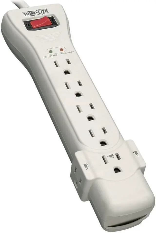 Alt view image 13 of 20 - Eaton Tripp Lite Series Protect It! 7-Outlet Surge Protector, 7 ft. Cord with Right-Angle Plug, 2160 Joules, Diagnostic LEDs, Light Gray Housing - 7 x NEMA 5-15R - 1800 VA - 2160 J - 120 V AC Input - 120 V AC Output - 7 ft