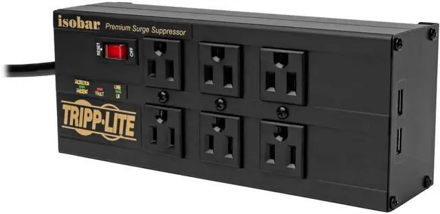 Alt view image 3 of 16 - TRIPP LITE IBAR6ULTRAUSBB 10.0 Feet 6 Outlets 3840 Joules Surge Protector