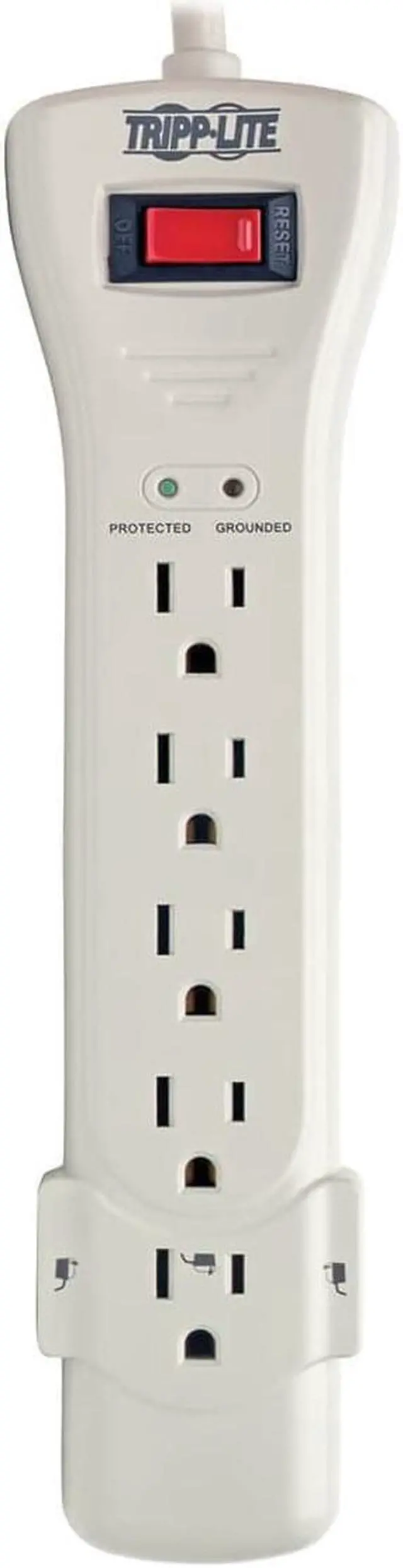 Alt view image 14 of 20 - Eaton Tripp Lite Series Protect It! 7-Outlet Surge Protector, 7 ft. Cord with Right-Angle Plug, 2160 Joules, Diagnostic LEDs, Light Gray Housing - 7 x NEMA 5-15R - 1800 VA - 2160 J - 120 V AC Input - 120 V AC Output - 7 ft