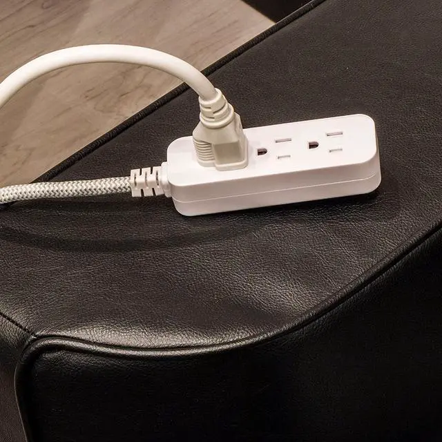 Alt view image 6 of 6 - GE Pro 3-Outlet Power Strip with Surge Protection, 15 Ft Designer Braided Extension Cord, Grounded, Flat Plug, 250 Joules, Warranty, UL Listed, White/Gray, 40530