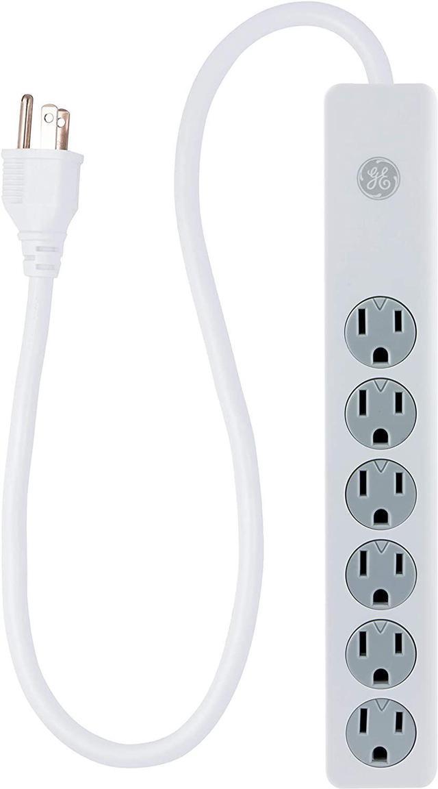  GE 6-Outlet Surge Protector, 10 Ft Extension Cord, Power Strip,  800 Joules, Flat Plug, Twist-to-Close Safety Covers, UL Listed, White,  14092 : Electronics
