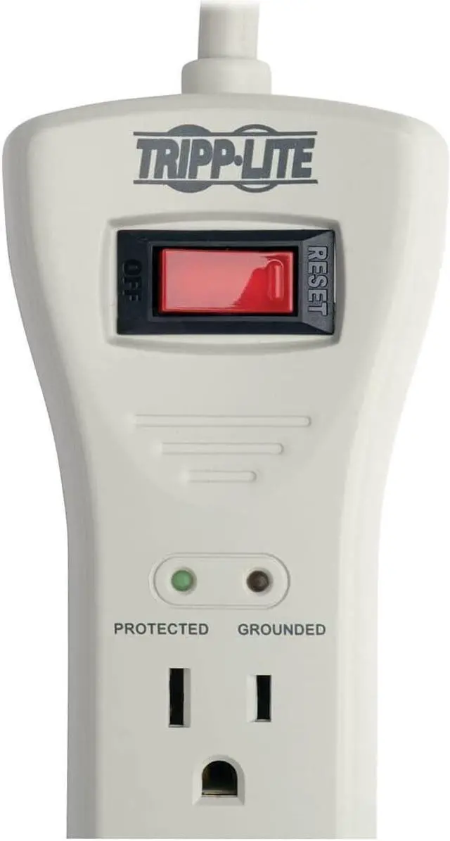 Alt view image 16 of 20 - Eaton Tripp Lite Series Protect It! 7-Outlet Surge Protector, 7 ft. Cord with Right-Angle Plug, 2160 Joules, Diagnostic LEDs, Light Gray Housing - 7 x NEMA 5-15R - 1800 VA - 2160 J - 120 V AC Input - 120 V AC Output - 7 ft