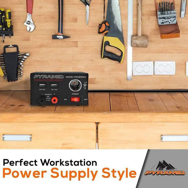 Alt view image 7 of 7 - Universal Compact Bench Power Supply - 7 Amp Regulated Home Lab Benchtop AC-DC Converter Power Supply for CB Radio, HAM w/ 13.8 Volt DC 120V AC Supply, Dual USB, Cigarette Lighter - Pyramid PSU990KX