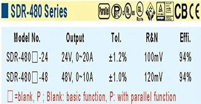 Alt view image 3 of 3 - Mean Well SDR-480P-48 AC to DC Power Supply