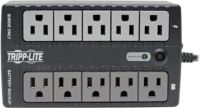 Alt view image 2 of 5 - Tripp Lite 550VA UPS Desktop Battery Back Up, 8 Outlet, 300W 120V Standby, Ultra-Compact, USB, 3 Year Warranty & $100,000 Insurance (INTERNET550U)
