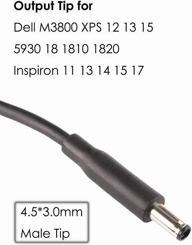 Alt view image 3 of 4 - Dongle Tip Adapter Charger Cable for Dell Power Supply Female Old 7.4mm Big to Male New 4.5mm Fit D5G6M 57J49 331-9319 M3800 XPS 12 13 15 5930 18 1810 1820 Inspiron 11 13 14 15 17 (2PACK-11.8inch)