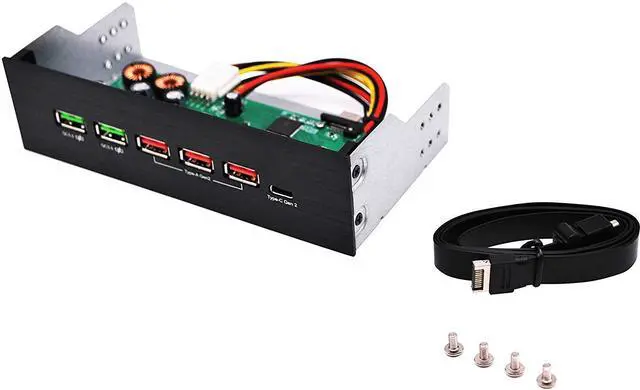 Alt view image 5 of 6 - EZDIY-FAB 5.25in 10Gbps USB 3.1 Gen2 HUB and Type-C Port, Front Panel USB Hub with QC 3.0 Quick Charging