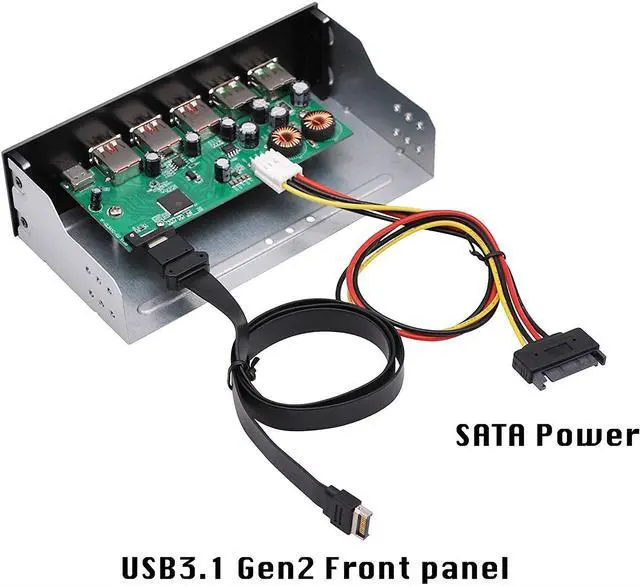 Alt view image 4 of 6 - EZDIY-FAB 5.25in 10Gbps USB 3.1 Gen2 HUB and Type-C Port, Front Panel USB Hub with QC 3.0 Quick Charging