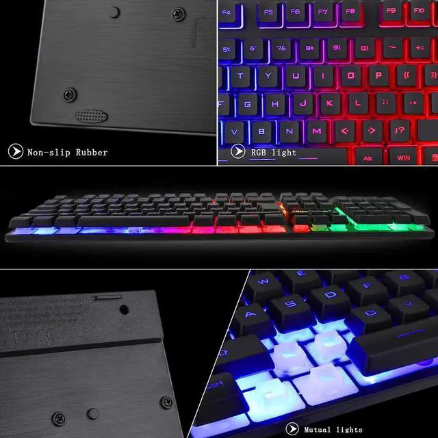 Alt view image 5 of 7 - BlueFinger RGB Gaming Keyboard and Backlit Mouse Combo, USB Wired, LED Gaming set for Laptop PC Computer Game and Work