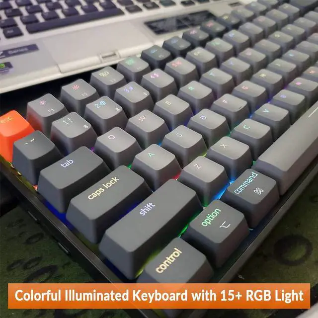 Alt view image 6 of 7 - Keychron K2 75% Layout RGB Bluetooth Wireless Mechanical Keyboard with Gateron G Pro Brown Switch/Anti Ghosting/N-Key Rollover, Compact 84 Keys USB Wired Gaming Keyboard for Mac Windows-Version 2