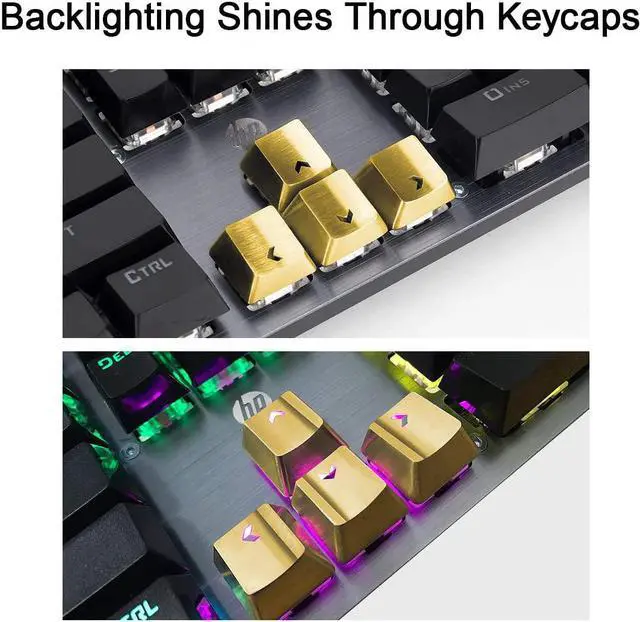 Alt view image 4 of 5 - FPS & MOBA Gaming Keycaps, Stainless Steel Metal Mechanical Keycap with Key Puller Compatible with Cherry Mx Switch Mechanical Keyboard (Silver) (Gold, Directions)