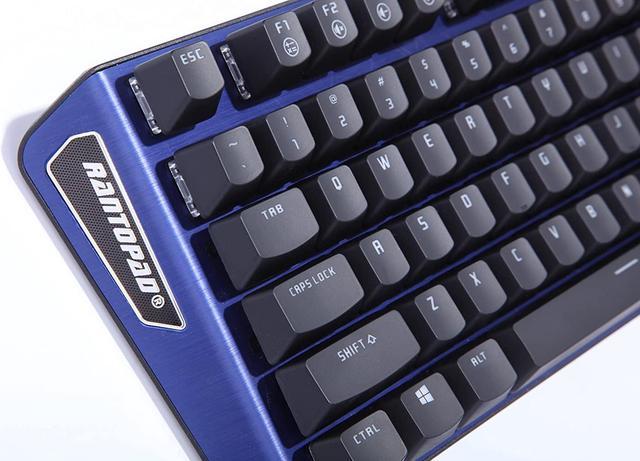 Rantopad MXX Mechanical Gaming Keyboard - 87 Keys,White Backlit, Blue  Switches, Blue Aluminum Cover, N-Key Rollover