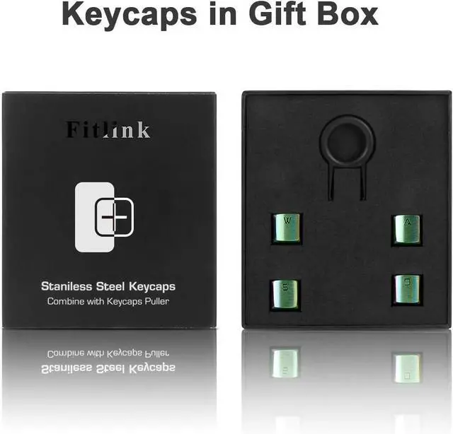 Alt view image 6 of 6 - Fitlink Stainless Steel Metal Keycaps with Key Puller for Mechanical Keyboard Cherry Mx Switch(Direction Keys,Colorful)