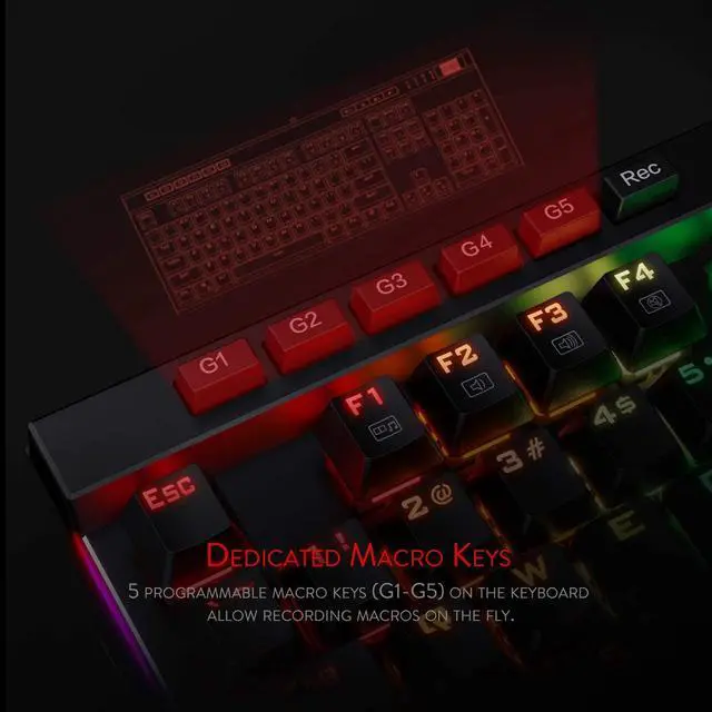 Alt view image 3 of 7 - K580 VATA RGB LED Backlit Mechanical Gaming Keyboard with Macro Keys & Dedicated Media Controls, Hot-Swappable Socket, Onboard Macro Recording (Blue Switches)