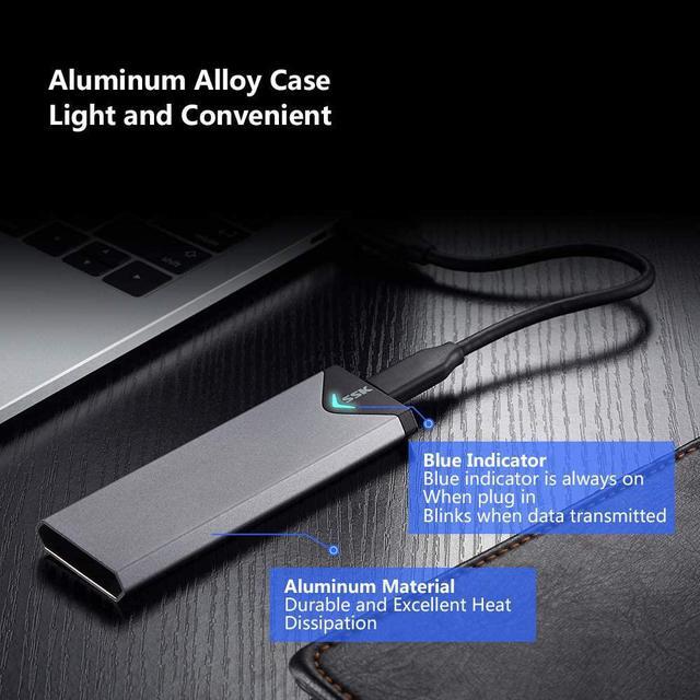 Alt view image 5 of 6 - Aluminum M.2 NVME SATA SSD Enclosure Adapter USB 3.2 Gen 2 (10 Gbps) to NVME PCI-E SATA M-Key/(B+M) Key Solid State Drive External Enclosure Support UASP Trim for NVME/SATA SSDs 2242/2260/2280