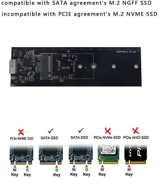 Alt view image 6 of 7 - Semoic M.2 Sata Ssd to USB 3.0 External Ssd Reader Converter Adapter Enclosure with Uasp, Support Ngff M.2 2280 2260 2242 2230 Ssd with Key B/Key B+M(M.2 Ngff to Usb3.0(Grey)