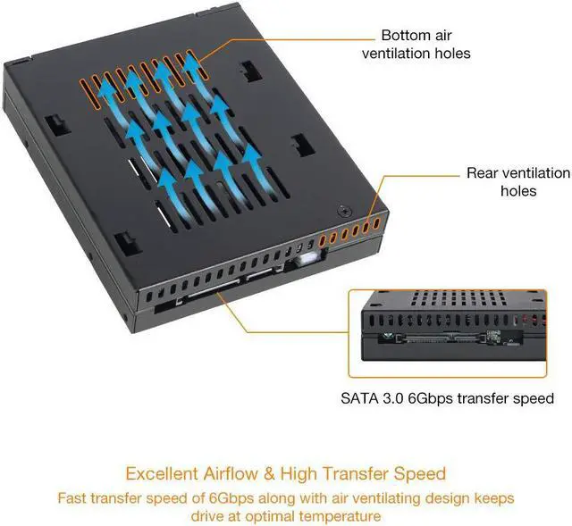 Alt view image 5 of 6 - ICY DOCK 2.5” SSD Dock Trayless Hot-Swap SATA/SAS Mobile Rack for Ext 3.5” Bay - flexiDOCK MB521SP-B