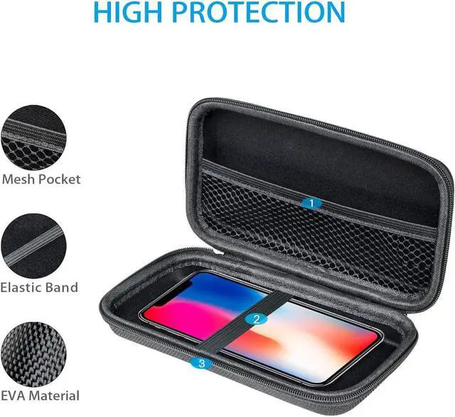 Alt view image 3 of 7 - Portable Protection Hard EVA Case for External Battery Cell Phone GPS Hard Drive USB Charging Cable Carrying Bag Mesh Inner Pocket Zipper Enclosure Universal Travel Pouch Bag