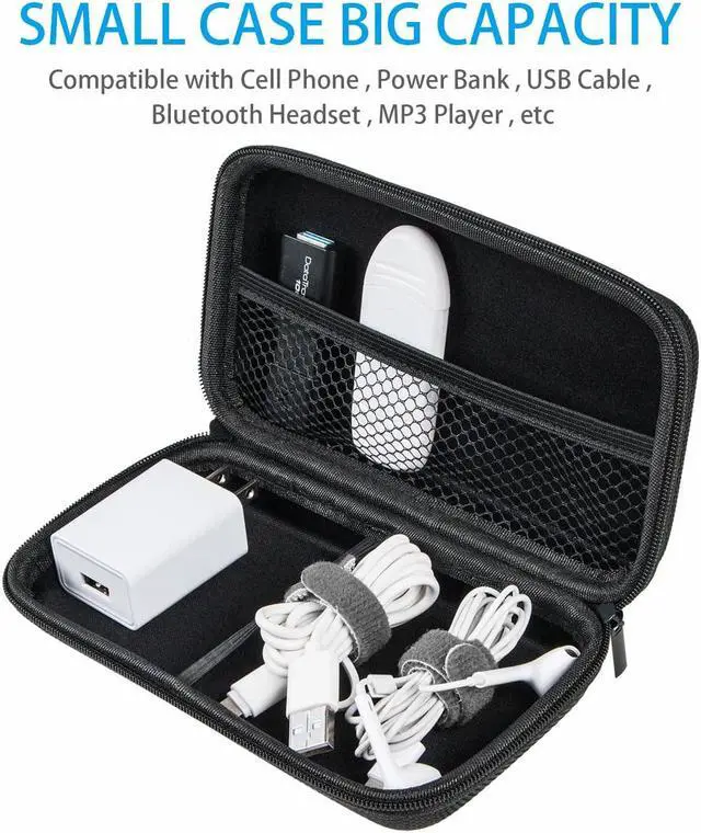 Alt view image 2 of 7 - Portable Protection Hard EVA Case for External Battery Cell Phone GPS Hard Drive USB Charging Cable Carrying Bag Mesh Inner Pocket Zipper Enclosure Universal Travel Pouch Bag