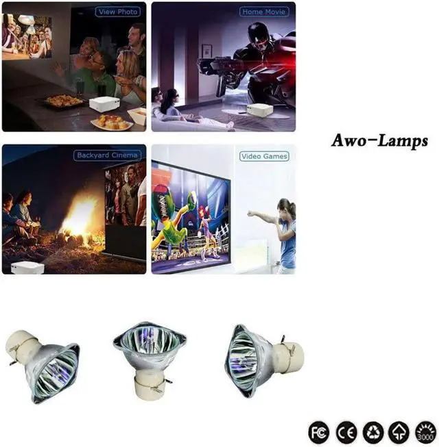 Alt view image 2 of 4 - AWO RLC-100,RLC-102,RLC-098,RLC-097 Replacement Lamp Bulb for VIEWSONIC PJD7720HD,PJD7828HDL,PJD7831HDL,PJD6352,PJD6352LS,VS16230,PJD6552LW,PJD6552LWS,PJD6352,PJD6352LS,VS15947,VS15948,VS15949,VS15950