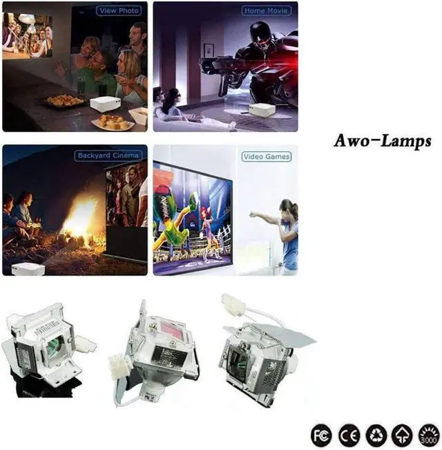 Alt view image 4 of 6 - AWO 5J.J0A05.001 Premium Replacement Lamp with Housing for BenQ MP515,MP515P,MP515ST,MP525,MP526,MP576 Projectors