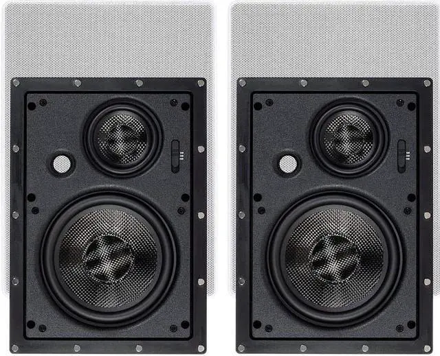Alt view image 13 of 14 - Monoprice 3-Way Carbon Fiber In-Wall Speakers - 6.5 Inch (Pair) With Magnetic Grille - Alpha Series
