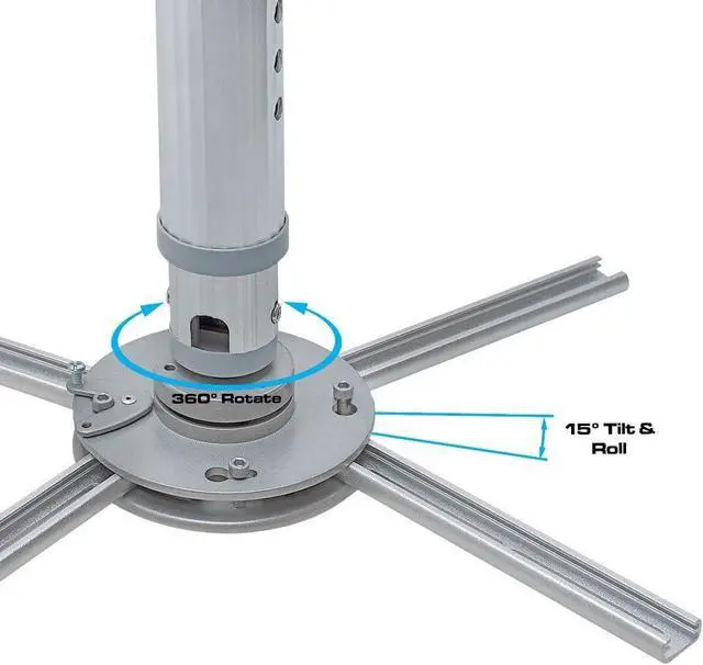 Alt view image 3 of 5 - CmpleUniversal Projector Bracket Mount, Tilt & 360 Degree Swivel Ceiling Projector Mount with Adjustable Legs for LCD DLP Projectors - Max 44lbs (Silver)