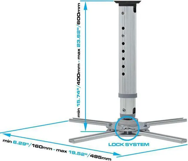 Alt view image 2 of 5 - CmpleUniversal Projector Bracket Mount, Tilt & 360 Degree Swivel Ceiling Projector Mount with Adjustable Legs for LCD DLP Projectors - Max 44lbs (Silver)