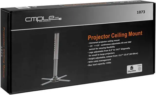 Alt view image 5 of 5 - CmpleUniversal Projector Bracket Mount, Tilt & 360 Degree Swivel Ceiling Projector Mount with Adjustable Legs for LCD DLP Projectors - Max 44lbs (Silver)