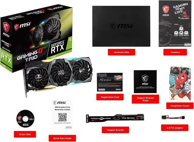 Alt view image 7 of 7 - MSI Gaming GeForce RTX 2080 8GB GDRR6 256-bit VR Ready Graphics Card (RTX 2080 GAMING X TRIO)