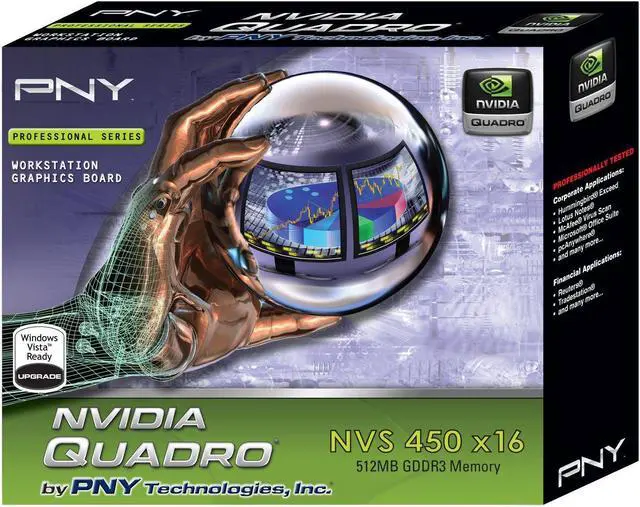 Alt view image 2 of 2 - NVIDIA Quadro NVS 450 by PNY 512MB GDDR3 PCI Express Gen 2 x16 Quad DisplayPort or DVI-D SL Profesional Business Graphics Board, VCQ450NVS-X16-DVI-PB
