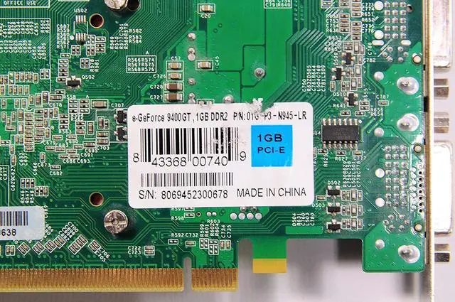 Alt view image 5 of 5 - evga 01G-P3-N945 A1 GeForce 9400 GT 1GB DDR2 PCI-E 2.0 Graphics Card (EVGA 01G-P3-N945-LR)