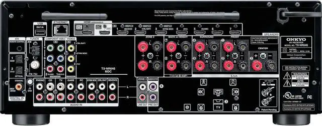 Alt view image 3 of 12 - Onkyo TX-NR646 7.2 Network Ch A/V Receiver with Wi-Fi & Bluetooth