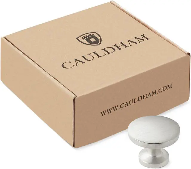 Alt view image 4 of 7 - Cauldham 10 Pack Solid Round Kitchen Cabinet Knobs Pulls (1-1/8" Diameter) - Dresser Drawer/Door Hardware - Style R126 - Satin Nickel