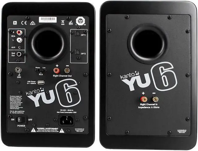 Alt view image 8 of 13 - Kanto YU6 Powered Bookshelf Speakers with Built-In Bluetooth - Pair (Matte Black)