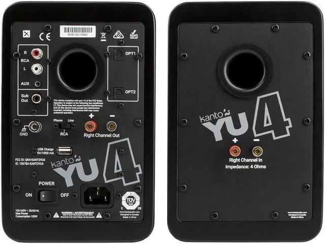 Alt view image 7 of 12 - Kanto YU4 Powered Bookshelf Speakers with Built-In Bluetooth - Pair (Matte Black)