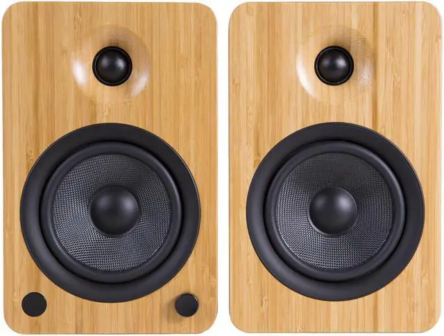 Alt view image 12 of 20 - Kanto YU4 Powered Bookshelf Speakers with Built-In Bluetooth - Pair (Bamboo)