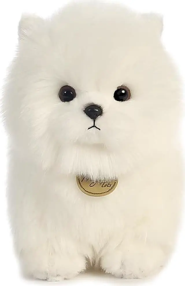 Alt view image 3 of 10 - Aurora® - Small White Miyoni® - 9" Pompom Pup - Adorable Stuffed Animal