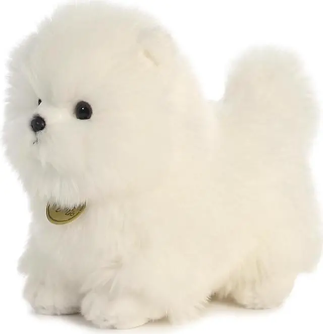 Alt view image 4 of 10 - Aurora® - Small White Miyoni® - 9" Pompom Pup - Adorable Stuffed Animal